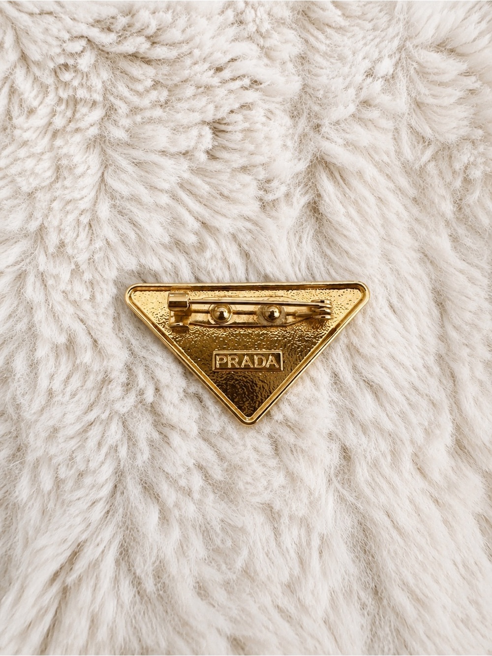 Prada Black and Gold Triangle Logo brooch - Picture 2 of 2